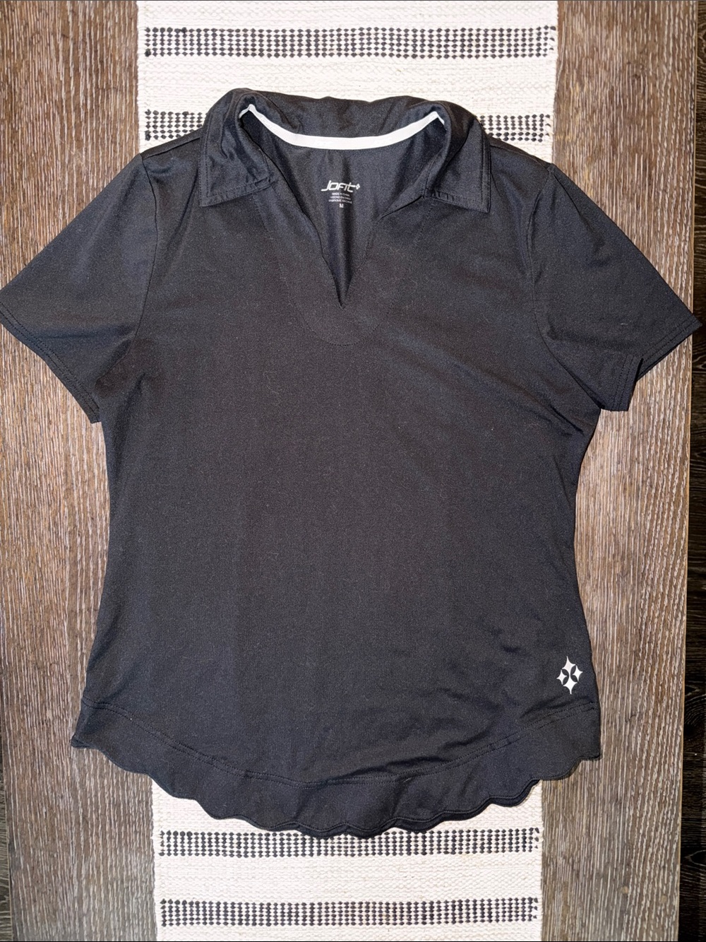 Jofit Black Short-Sleeve V-Notch Performance Polo
